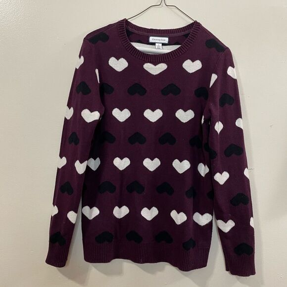 Charter Club women’s heart print sweater Small - Picture 2 of 7